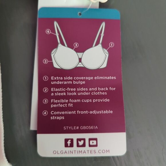 Olga By Warners Bra No Side Effects Womens 42D Pink Underwired Padded - Picture 4 of 5